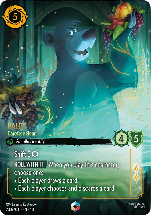 Image for Baloo - Carefree Bear (Enchanted) (230/204) (Holofoil) [Whispers in the Well] - Disney Lorcana