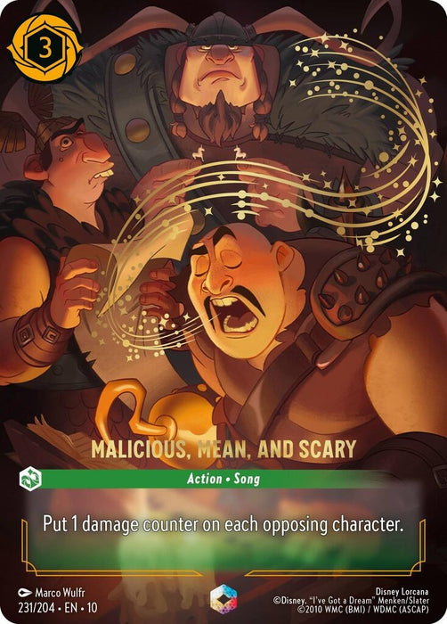 Image for Malicious, Mean, and Scary (Enchanted) (231/204) (Holofoil) [Whispers in the Well] - Disney Lorcana