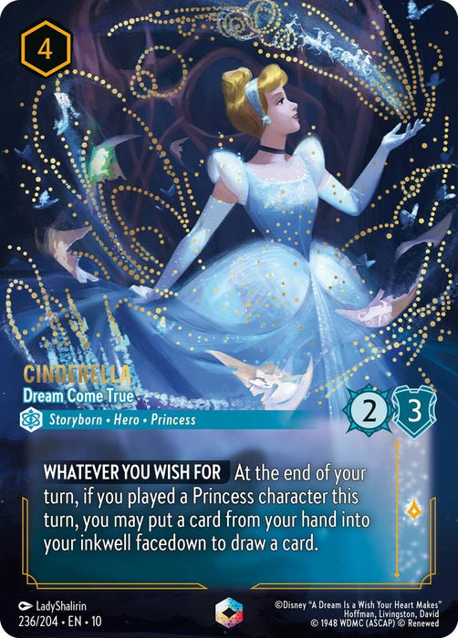 Image for Cinderella - Dream Come True (Enchanted) (236/204) (Holofoil) [Whispers in the Well] - Disney Lorcana