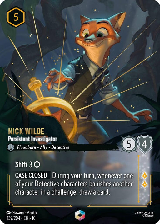 Image for Nick Wilde - Persistent Investigator (Enchanted) (239/204) (Holofoil) [Whispers in the Well] - Disney Lorcana