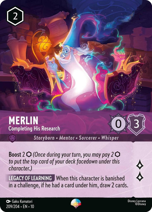 Image for Merlin - Completing His Research (Epic) (209/204) (Holofoil) [Whispers in the Well] - Disney Lorcana