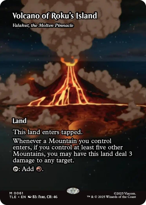 Image for Volcano of Roku's Island - Valakut, the Molten Pinnacle (Borderless) (61) (Foil) [Avatar: The Last Airbender: Eternal-Legal] - Magic: The Gathering