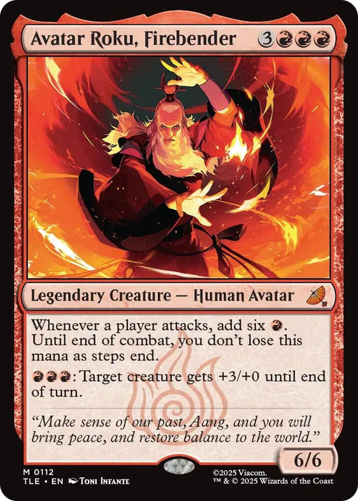 Image for Avatar Roku, Firebender (112) (Foil) [Avatar: The Last Airbender: Eternal-Legal] - Magic: The Gathering