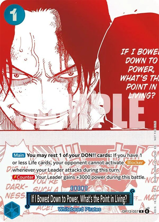 Image for If I Bowed Down to Power, What's the Point in Living? (3rd Anniversary Treasure Campaign Pack) (OP13-057) (Foil) [One Piece Promotion Cards] - One Piece Card Game