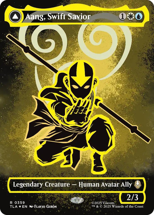Image for Aang, Swift Savior (Borderless) (Neon Ink Foil) (359) (Foil) [Avatar: The Last Airbender] - Magic: The Gathering