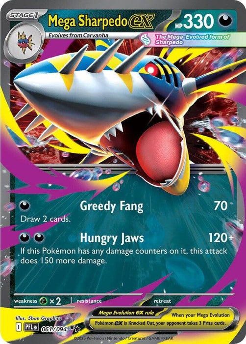 Image for Mega Sharpedo ex (061/094) (Holofoil) [ME02: Phantasmal Flames] - Pokemon