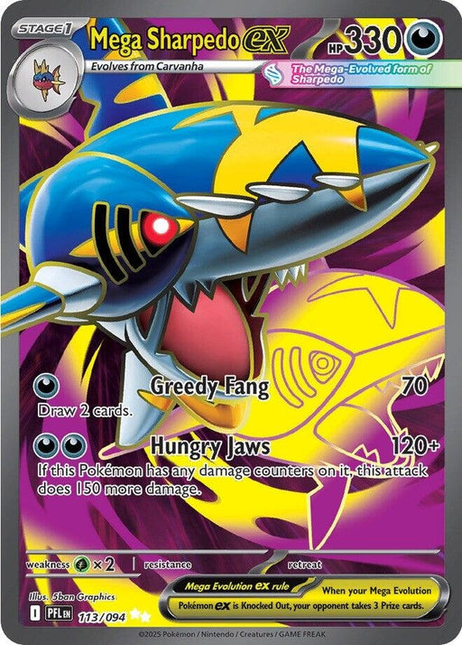 Image for Mega Sharpedo ex (113/094) (Holofoil) [ME02: Phantasmal Flames] - Pokemon