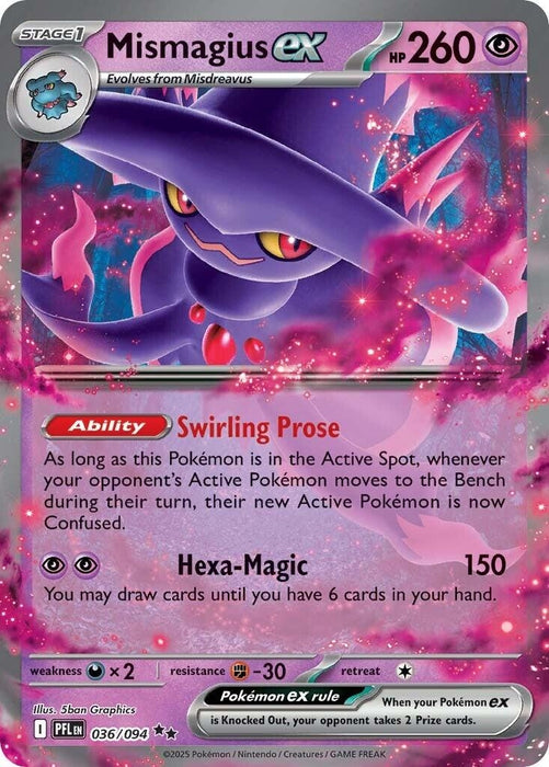 Image for Mismagius ex (036/094) (Holofoil) [ME02: Phantasmal Flames] - Pokemon