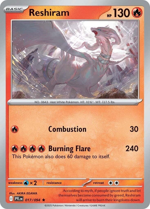Image for Reshiram (017/094) (Reverse Holofoil) [ME02: Phantasmal Flames] - Pokemon