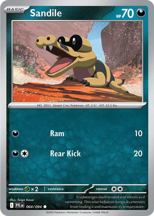 Image for Sandile (064/094) (Reverse Holofoil) [ME02: Phantasmal Flames] - Pokemon