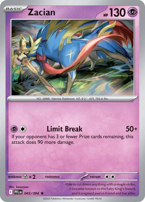 Image for Zacian (045/094) (Reverse Holofoil) [ME02: Phantasmal Flames] - Pokemon
