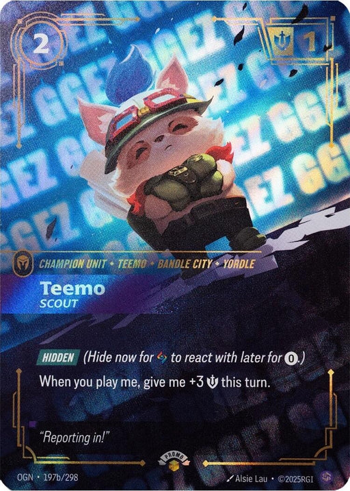 Image for Teemo - Scout (GG EZ) (197b/298) (Foil) [Riftbound Organized Play Promotional Cards] - Riftbound: League of Legends Trading Card Game