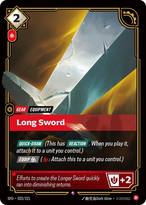 Image for Long Sword (022/221) (Foil) [Spiritforged] - Riftbound: League of Legends Trading Card Game