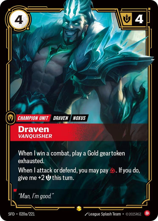 Image for Draven - Vanquisher (Alternate Art) (020a/221) (Foil) [Spiritforged] - Riftbound: League of Legends Trading Card Game