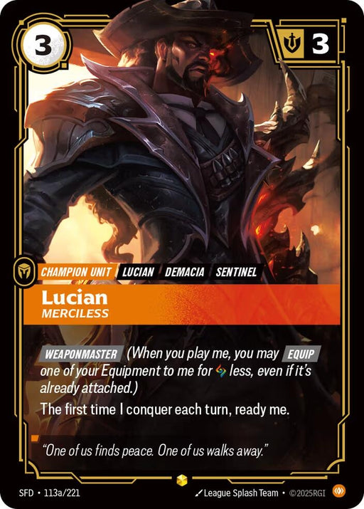 Image for Lucian - Merciless (Alternate Art) (113a/221) (Foil) [Spiritforged] - Riftbound: League of Legends Trading Card Game