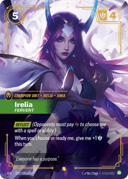 Image for Irelia - Fervent (Overnumbered) (225/221) (Foil) [Spiritforged] - Riftbound: League of Legends Trading Card Game