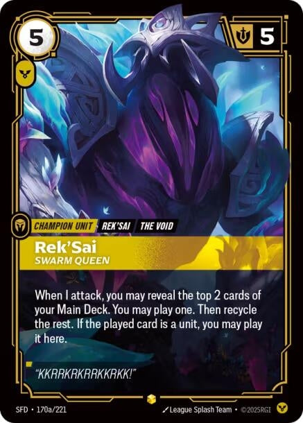 Image for Rek'Sai - Swarm Queen (Alternate Art) (170a/221) (Foil) [Spiritforged] - Riftbound: League of Legends Trading Card Game