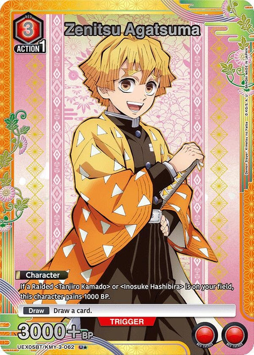 Zenitsu Agatsuma (U*) (UEX05BT/KMY-3-062) (Foil) [UEX05BT: Demon Slayer: Kimetsu no Yaiba Vol.2]