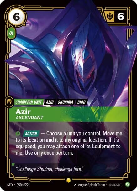 Image for Azir - Ascendant (Alternate Art) (050a/221) (Foil) [Spiritforged] - Riftbound: League of Legends Trading Card Game