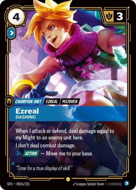 Image for Ezreal - Dashing (Alternate Art) (082a/221) (Foil) [Spiritforged] - Riftbound: League of Legends Trading Card Game