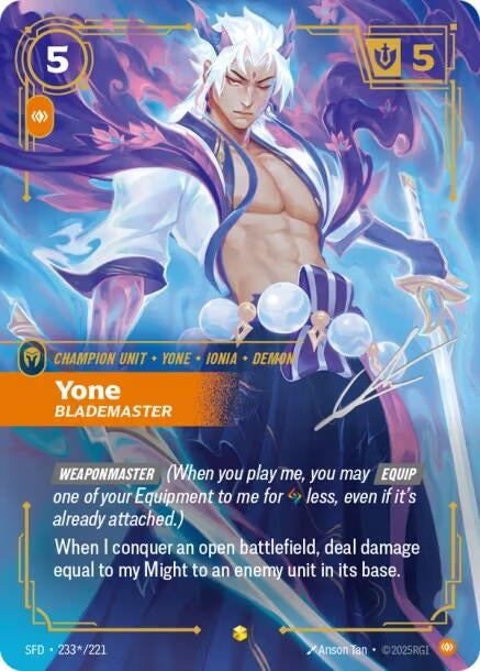 Image for Yone - Blademaster (Signature) (233*/221) (Foil) [Spiritforged] - Riftbound: League of Legends Trading Card Game