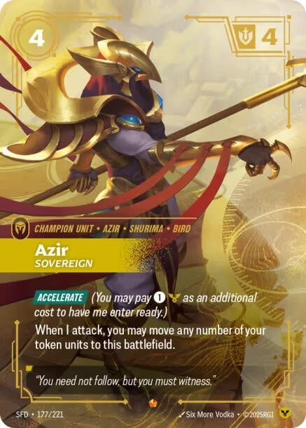 Image for Azir - Sovereign (177/221) (Foil) [Spiritforged] - Riftbound: League of Legends Trading Card Game