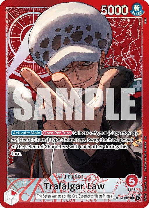 Image for Trafalgar Law - OP14-001 (Alternate Art) (OP14-001) (Foil) [The Azure Sea's Seven] - One Piece Card Game