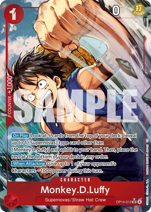 Image for Monkey.D.Luffy (Alternate Art) (OP14-013) (Foil) [The Azure Sea's Seven] - One Piece Card Game