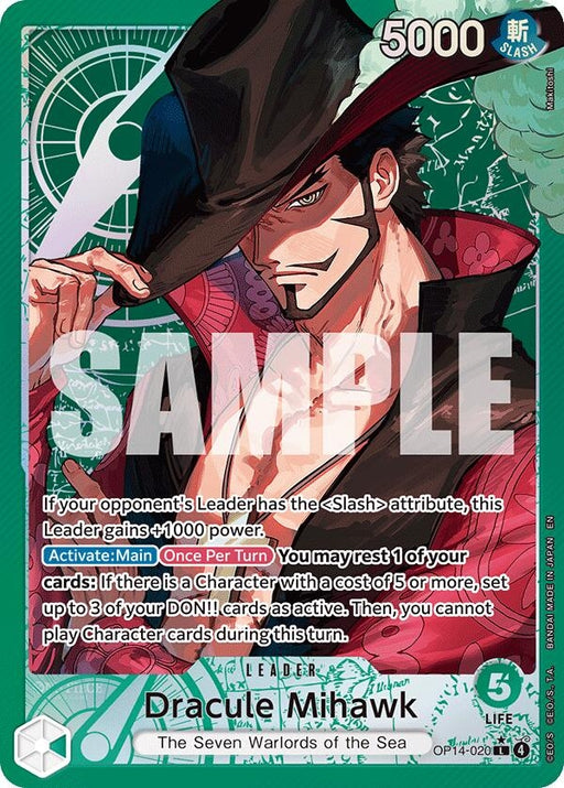 Image for Dracule Mihawk - OP14-020 (Alternate Art) (OP14-020) (Foil) [The Azure Sea's Seven] - One Piece Card Game