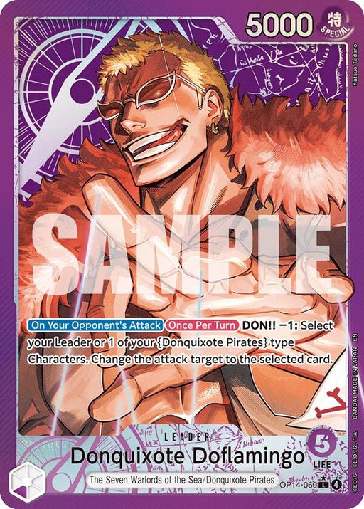 Image for Donquixote Doflamingo - OP14-060 (Alternate Art) (OP14-060) (Foil) [The Azure Sea's Seven] - One Piece Card Game