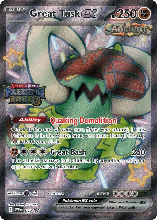 Image for Great Tusk ex - 072 (Paldean Fates Stamped) (072) (Holofoil) [Miscellaneous Cards & Products] - Pokemon