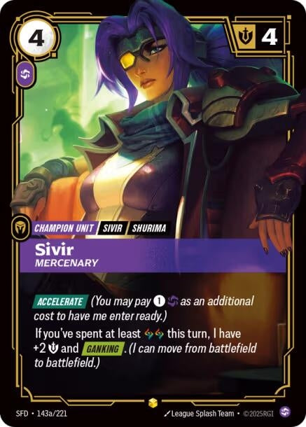 Image for Sivir - Mercenary (Alternate Art) (143a/221) (Foil) [Spiritforged] - Riftbound: League of Legends Trading Card Game
