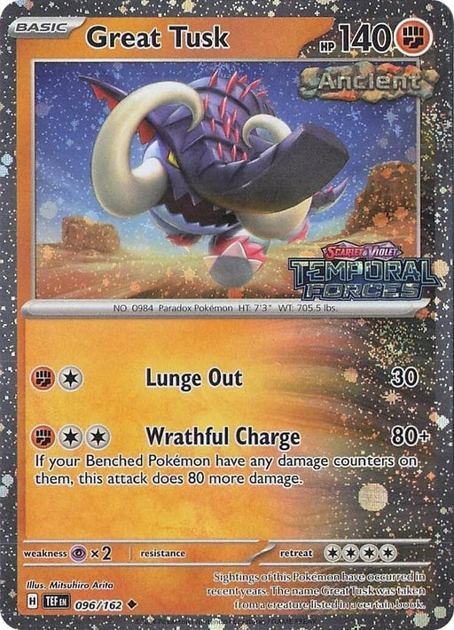 Image for Great Tusk - 096/162 (Temporal Forces Stamped) (096/162) (Holofoil) [Miscellaneous Cards & Products] - Pokemon