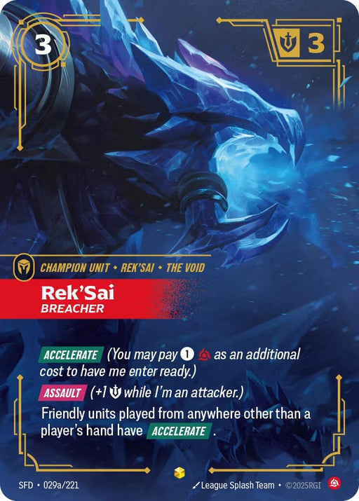 Image for Rek'Sai - Breacher (Alternate Art) (029a/221) (Foil) [Spiritforged] - Riftbound: League of Legends Trading Card Game