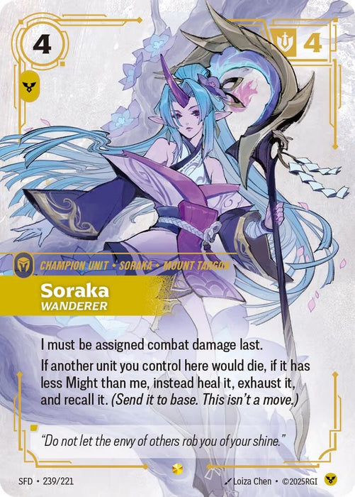 Image for Soraka - Wanderer (Overnumbered) (239/221) (Foil) [Spiritforged] - Riftbound: League of Legends Trading Card Game