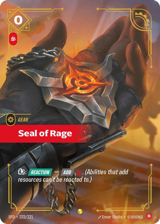 Image for Seal of Rage (Overnumbered) (222/221) (Foil) [Spiritforged] - Riftbound: League of Legends Trading Card Game