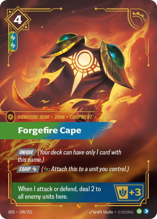 Image for Forgefire Cape (190/221) (Foil) [Spiritforged] - Riftbound: League of Legends Trading Card Game