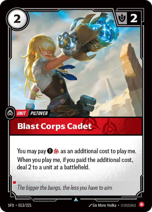 Image for Blast Corps Cadet (013/221) (Foil) [Spiritforged] - Riftbound: League of Legends Trading Card Game