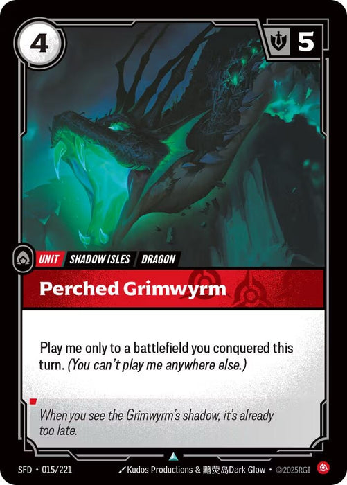 Image for Perched Grimwyrm (015/221) (Foil) [Spiritforged] - Riftbound: League of Legends Trading Card Game