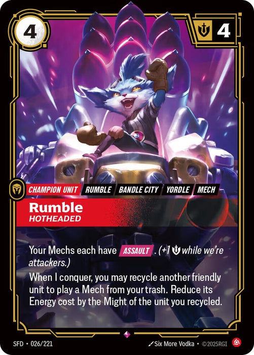 Image for Rumble - Hotheaded (026/221) (Foil) [Spiritforged] - Riftbound: League of Legends Trading Card Game