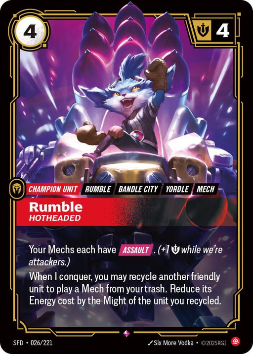 Image for Rumble - Hotheaded (026/221) (Foil) [Spiritforged] - Riftbound: League of Legends Trading Card Game