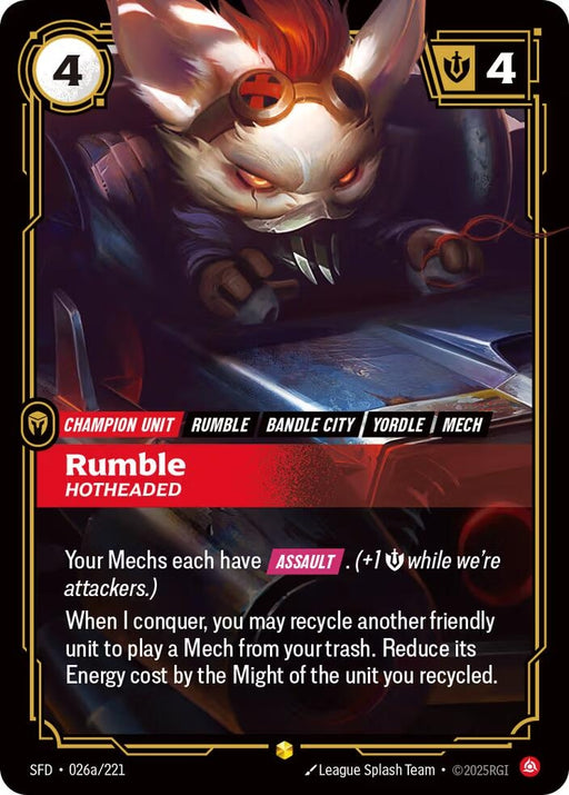 Image for Rumble - Hotheaded (Alternate Art) (026a/221) (Foil) [Spiritforged] - Riftbound: League of Legends Trading Card Game