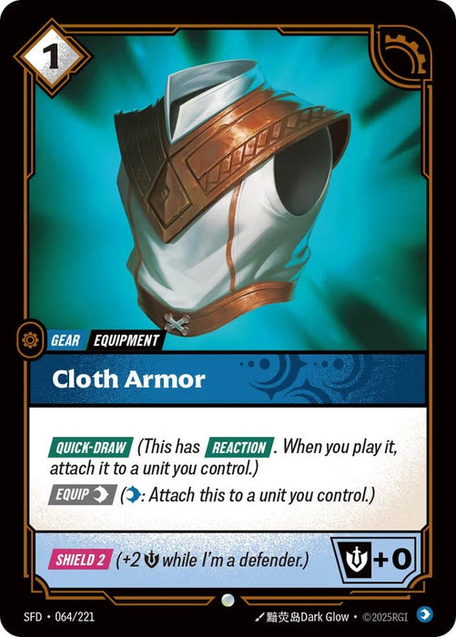 Image for Cloth Armor (064/221) (Foil) [Spiritforged] - Riftbound: League of Legends Trading Card Game