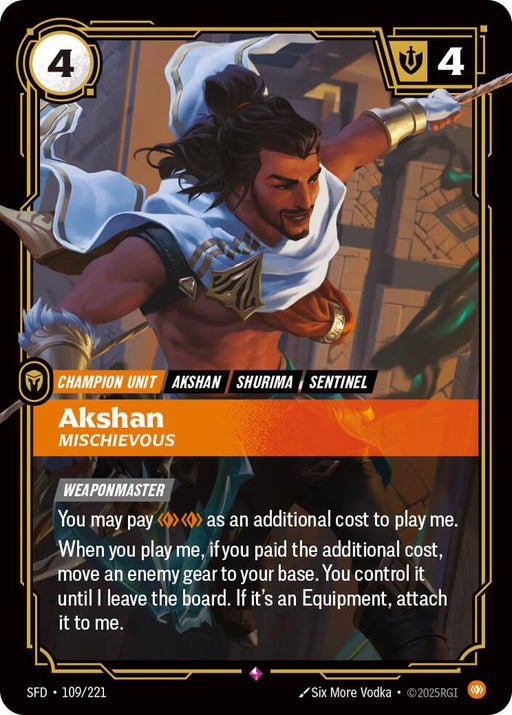 Image for Akshan - Mischievous (109/221) (Foil) [Spiritforged] - Riftbound: League of Legends Trading Card Game