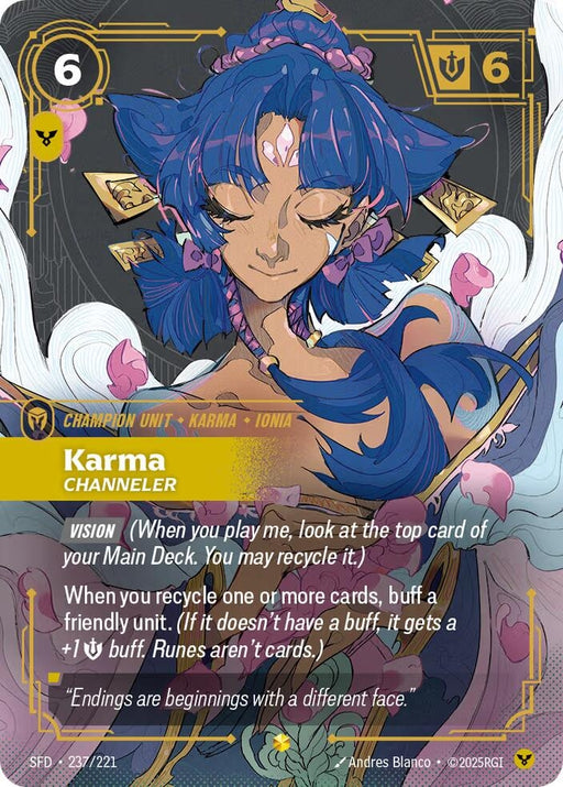 Image for Karma - Channeler (Overnumbered) (237/221) (Foil) [Spiritforged] - Riftbound: League of Legends Trading Card Game
