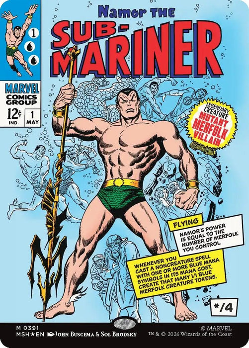 Image for Namor The Sub-Mariner (Borderless) (391) (Foil) [Marvel Super Heroes] - Magic: The Gathering