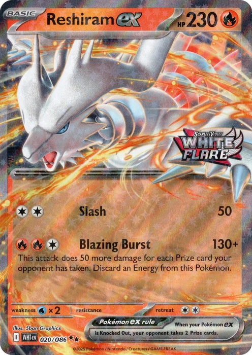 Image for Reshiram ex (White Flare Stamped) (020/086) (Holofoil) [Miscellaneous Cards & Products] - Pokemon