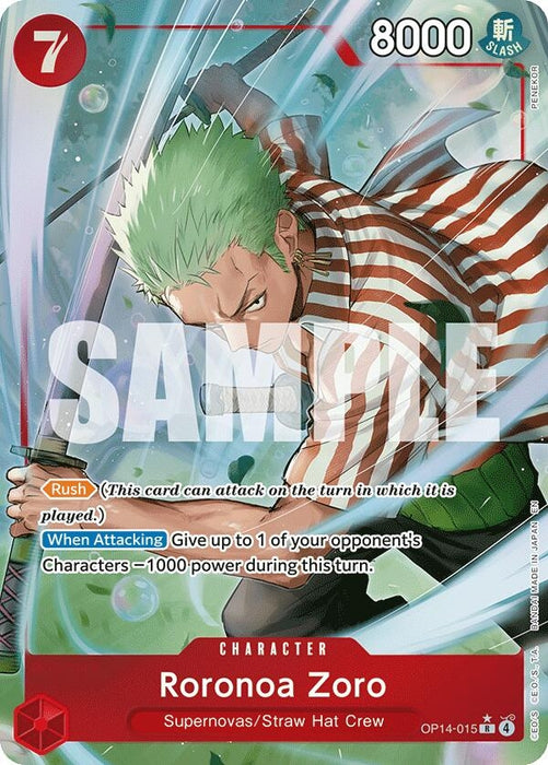 Roronoa Zoro - OP14-015 (Alternate Art) (OP14-015) (Foil) [The Azure Sea's Seven]