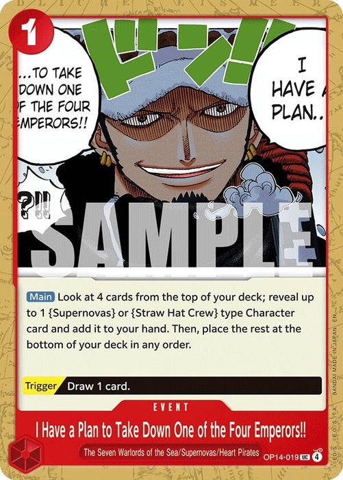 Image for I Have a Plan to Take Down One of the Four Emperors!! (OP14-019) [The Azure Sea's Seven] - One Piece Card Game