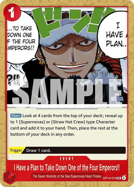 Image for I Have a Plan to Take Down One of the Four Emperors!! (OP14-019) [The Azure Sea's Seven] - One Piece Card Game